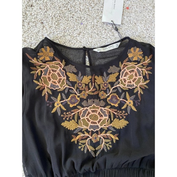 Zara Sheer Long sleeve embroidered dress - Picture 8 of 9